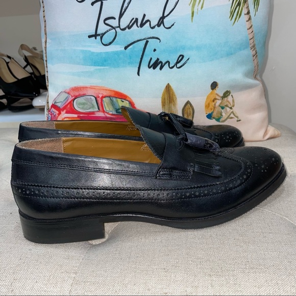 ASOS NWOB! Fringe/Tassel Dress Loafers In Black Polished Leather Shoes - Picture 7 of 12
